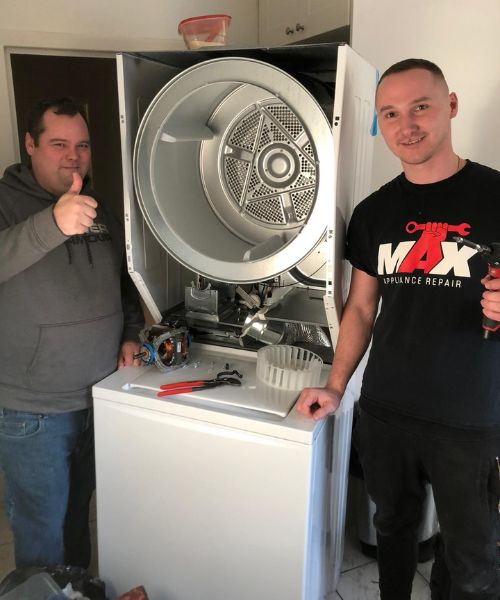 washer/dryer repair newmarket, happy customer giving thumbs up