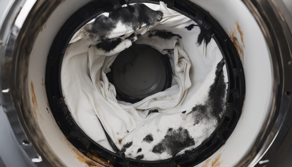 What causes my dryer to leave black marks on clothes?