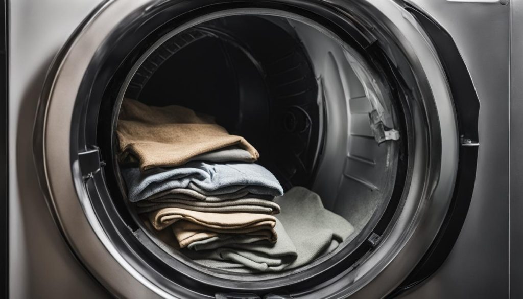 Why is my dryer producing a musty smell on clothes?